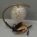 Gold Candle Warmer Lamp for Jar Candles with Adjustable BrightnessTimerHandcrafted CrystalWooden Base, Luxurious Design,Home Decoration Electric Candle lamp(C-Shaped)