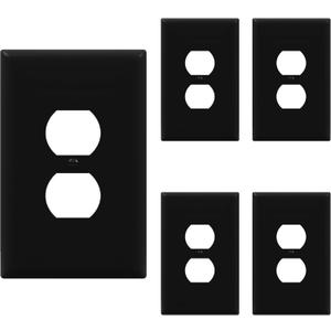 ENERLITES Jumbo Duplex Receptacle Outlet Wall Plate, Large Electrical Outlet Covers, Over-Size 1-Gang 5.5" x 3.5", Polycarbonate Thermoplastic, 8821O-BK-5PCS, Black (5 Pack)