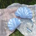 YRXRUS Outdoor Seashell Pillow, Light Blue Shell Pillows, Small 13x10 Inch Waterproof Throw Pillows for Beach Patio Furniture Garden Balcony Couch Home Decorative, Spring Summer Outdoor Gift