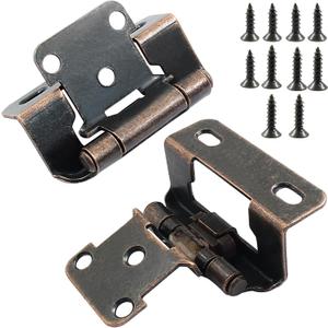 Self Closing 1/2" Overlay (Variable) Antique Brass Cabinet Hinges (6 Pair -12 Pcs) for Kitchen Bathroom Cabinet DoorsSoft Close Inset Cupboard Cabinet Hinges (Bronze)