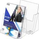 KTRIO Acrylic Brochure Holder 8.5x11 Inches with Business Card Holder 2 Pack, Clear Plastic Brochure Display Stand for Pamphlets, Magazine, Flyers, Booklets, Literature, Signs, Menu, Business Cards