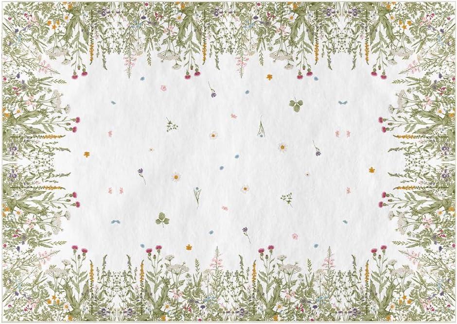 Artoid Mode Antique Herbs and Wild Flowers Area Rug, Home Decor Low-Profile Area Rugs for Entryway Bedroom Living Room Laundry Room Indoor 5x7 Feet