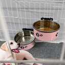 Dog Crate Food and Water Bowl 2Pcs Small Pet Hanging Kennel Removable Dish Feeding Cup No Spill with Holder for Medium Large Size Cat Puppy (Pink, 5.5''X2.3''&6.3‘’X2.5'')