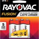 Rayovac Fusion Advanced Alkaline Batteries, 9V, 2/Pack