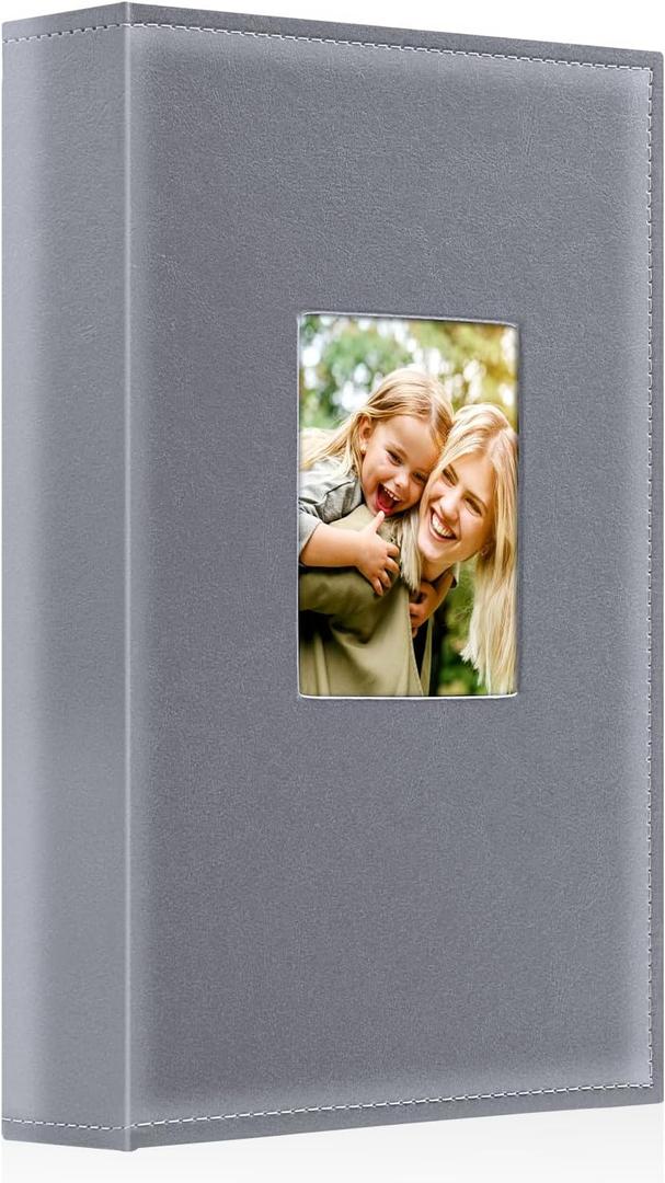Ywlake Photo Album 4x6 300 Pockets, Leather Photo Albums Holds 300 Horizontal Only Pictures, Grey