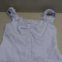 Women's Striped Off The Shoulder Top Ruched Button Down Sleeveless Going Out Blouse Medium