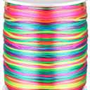 Anezus Rainbow Color Nylon Cord, Nylon Craft String, Silky Satin Rattail Cord Beading String for Braided Bracelets, Pendants Necklace, Macrame Keychains, Lanyards, Drawstring Bags, DIY Crafts, Sewing