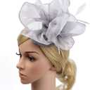 Dodheah Fascinators Hat for Women Tea Party Derby Hats Pillbox Hat Flower Feathers Wedding Headwear with Headband Hair Clip (Gray)
