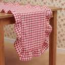 Tegeme Red Gingham Table Runner 12''x71'' Cotton Ruffle Checkered Plaid Tables Runner Farmhouse Gingham Tablecloth for Home Kitchen Dinner Party Table Decorations (Plaid)