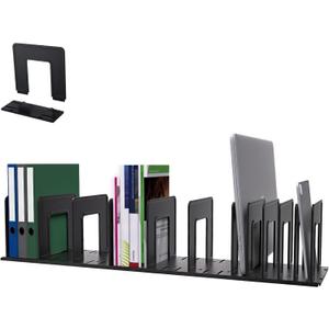 LuluEasy Adjustable Vertical File Sorter Sturdy Plastic Expandable Upright File Holder, Desktop Binder Organizer, School Office File Organizer Bookshelf Divider, Assemble Easily Endlessly, Black