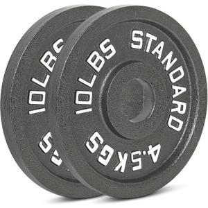 Cast Iron Olympic Weight Plates Free Weights with 2-inch Hole & Anti-Rust Hammertone Finish - Ideal for Strength Training, Crossfit Equipment & Home Gym Set Sold in Pairs - (10LB)