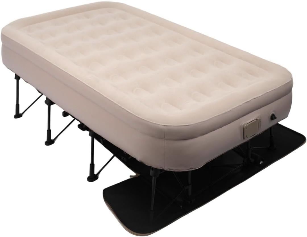 iHomey Air Mattress with Frame & Rolling Case, Self Inflatable, Blow Up Bed Auto Shut-Off, Comfortable Surface AirBed, Best for Guest, Travel, Vacation, Camping, 20"L x 18"W x 15"