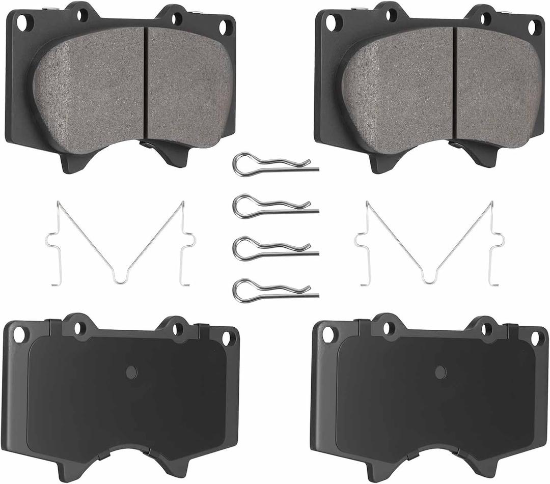 Front Ceramic Brake Pads 5.3" pad plate length fit for Tacoma 2005-2023, For Toyota 4Runner 2003-2023, for Toyota FJ Cruiser 07-14, for Sequoia 01-07, for Lexus GX460 10-23, for GX470 03-09,4 PCS