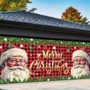 6x16FT Santa Claus Christmas Garage Door Banner Decor, Red and White, 72inx192in