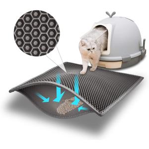 Pieviev Cat Litter Mat Double Layer Waterproof Urine Proof Trapping Mat 1 Pack (Gray, 24x15 Inch (Pack of 1))
