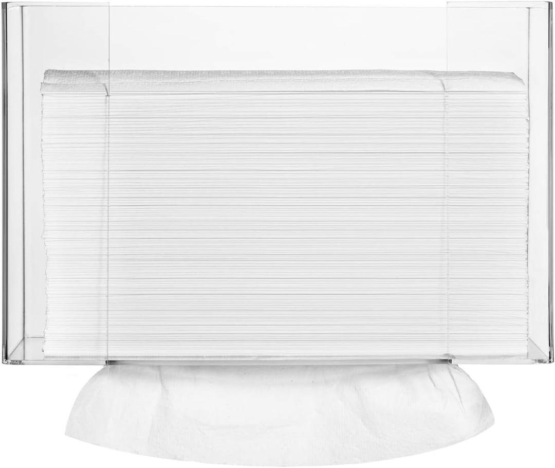 Paper Towel Dispenser by Oasis Creations, Holds 250 Paper Towels, Wall Mounted, Countertop Paper Towel Dispenser, Universal Paper Towel Holder- Clear Acrylic