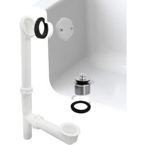 Westbrass Y594244CP White Tubular Twist & Close Bath Waste and Overflow Assembly, Polished Chrome