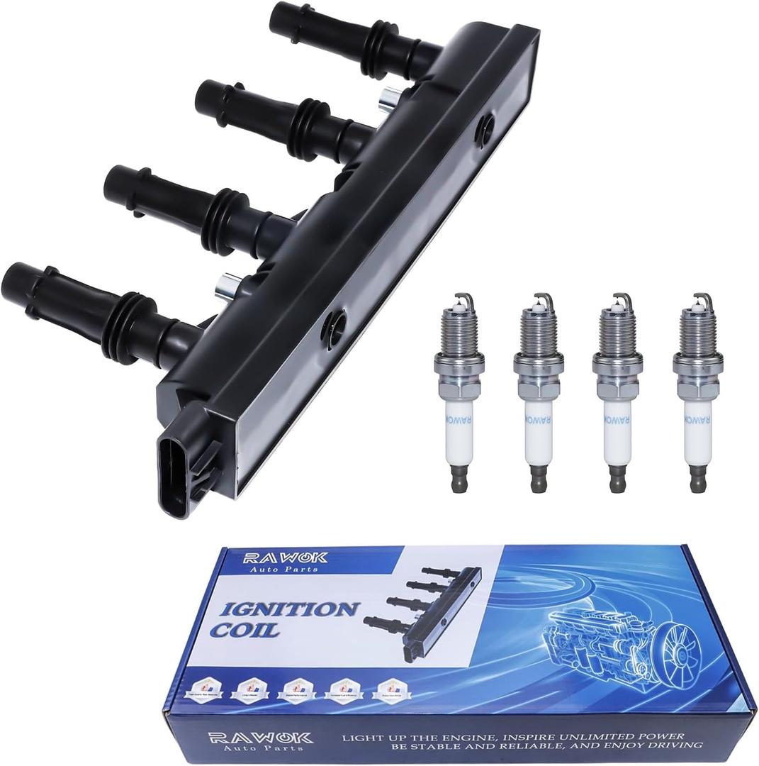 Ignition Coil UF669 and 4 Double Iridium Spark Plugs 1675 Compatible with 2011-2015 Chevy Cruze Limited 1.4L, 2012-2020 Sonic Trax 1.4L, 2013-2021 Buick Encore 1.4L, D521C PFR7S8EG 55577898