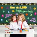 4 x BeYumi Subject Christian Bulletin Board - 88Pcs Back to School Subject Christian Bulletin Board Decor With the Lord Begin Your Task Jesus Cross Cutouts Border Trim Faith Religious Classroom Chalkboard