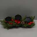 Christmas Advent Wreath Candle Holder for Table Centerpiece Decorations, Christmas Arrangements Candelabrum with 3 Candle Holders, Red Berries Pinecones, Dining Table Kitchen Fireplace Home Decor