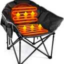 Suteck Heated Camping Chair, Oversized Outdoor Portable Heated Folding Chairs with 12V 20,000mAh Power Bank, Heated Foldable Chair Seat, Heating Chair for Outdoor Sports Camping Patio, 650lbs (Matte Black With Battery)