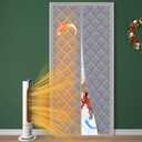 Magnetic Thermal Insulated Door Curtain Fits 36'' x 80'' Doors (Curtain Size 38'' x 82''), Oxford&Cotton Thermal Door Cover Insulation for Winter/Doorway/Attic Doors, Keep Warm, Grey