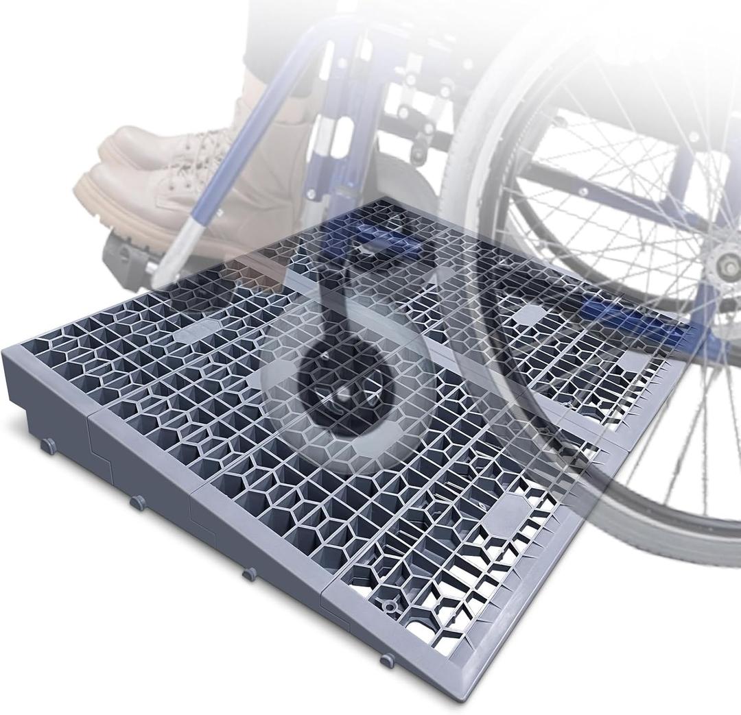 ROBLOCK 4 Inch Rise Detachable Ramps for Wheelchairs for Home Steps Entry, Portable Modular Threshold Wheelchair Ramps for Doorways, Load Capacity 3000 LBS, 2 PCS