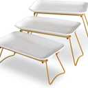 HAPPY KIT 3 Tier Serving Tray Set with Gold Freely Combinable Rack,12 Inch Tiered Tray Stand,Widened Porcelain Platters,Decor Cupcake Stand for Christmas Party Display,Dessert Trays Collapsible (12.5" x 17" x 8.5")