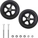 Wealrit 2 Pack Black Wheels Replacement for Wheelchairs - 8 Inch Solid Walker Wheels