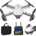Foldable Mini Drone with Double HD Camera Dual Lens 2.4G WiFi FPV RC Quadcopter (White) Gesture Control with Carry Case