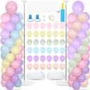 2 Sets Pastel Balloon Column Stand Kit with 100 Balloons Spring Mother's Day Adjustable Balloon Tower Stand with Bases for Floor Macaron Column for Graduation Birthday Rainbow Party Wedding Decor