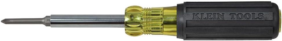 Klein Tools 32559 Multi-bit Screwdriver / Nut Driver, Extended Reach 6-in-1 Tool with Nut Driver, Phillips and Slotted Bits