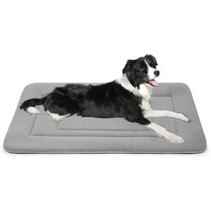 JoicyCo Dog Bed Soft Dog Crate Bed Pad Mat, 36 in Non Slip Bottom Washable Beds for Medium and Large Dogs, Pet Bed Mattress Kennel Pad, Clay Gray (36.0"L x 23.0"W x 1.2"Th)