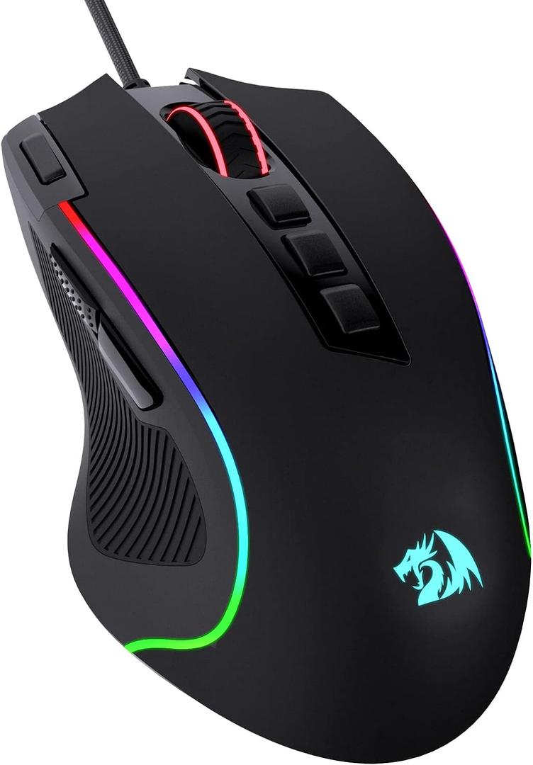 Redragon M612 Predator RGB Gaming Mouse, 8000 DPI Wired Optical Mouse with 11 Programmable Buttons & 5 Backlit Modes, Software Supports DIY Keybinds Rapid Fire Button (Black)
