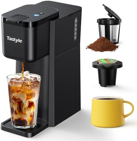 Tastyle Mini Hot and Iced Coffee Maker Single Serve, for K Cup and Ground, 6 to 14 Oz Brew Sizes, with Recipe Book, for Home, Travel, RV, Office and Dorm, Classic Black (2.0 Version) Tastyle Mini Hot and Iced Coffee Maker Single Serve, for K Cup and Ground, 6 to 14 Oz Brew Sizes, with Recipe Book, for Home, Travel, RV, Office and Dorm, Classic Black (2.0 Version)