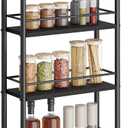 Slim Storage Cart, 4-Tier Small Rolling Cart with Wheels, 5.9" Deep, Narrow Bathroom Shelf Trolley for Kitchen, Bathroom, Laundry Room, Black Standard 4-Tier (5.9" W x 33.6" H)