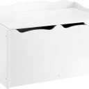 Amazon Basics Kids Wooden Toy Storage Chest with Safety Lid, Spacious Organizer for Bedroom, White, 30" x 18" x 19"