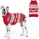 KYEESE Dog Christmas Sweater, Warm Turtleneck Dog Sweater for Medium Dogs Boy Girl with Snowflake Reindeer Pattern, Cozy Winter Doggie Knitwear with Leash Hole, Soft Pet Clothes, XX-Large