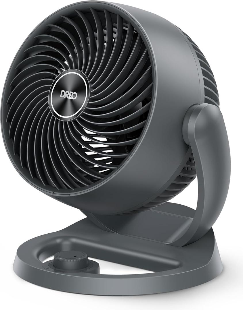 Dreo Desk Fan, 12-Inch Air Circulator Fan for Bedroom, 70ft Powerful Airflow, 120 Tilt Adjustment, 28dB Ultra-Quiet, 3 Speeds Small Table Fan for Whole Room, Home, Office (Grey)