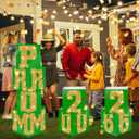 Queekay 8 Pcs Prom Column Standup Photo Booth Decorations 2026 Prom Backdrop Balloon Boxes Cardboard Decoration Column for Party College, 11.8 x 44.9 Inch(Green, Gold)
