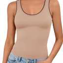 Imily Bela Womens Rib Knitted Tank Tops Crew Neck Summer Tops Sleeveless Going Out Camis Casual Loose Fit 2025 (X-Large, Khaki)