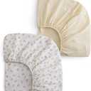 Muslin Crib Sheets for Girl Boy, 100% Cotton Neutral Baby Crib Sheets Fitted for Standard Crib Mattress, Soft and Breathable - 28"x 52", 2 Pack (Strawberry, Cream)