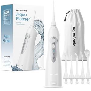 AquaSonic Water Flosser - Cordless Rechargeable Water Flossers for Teeth Cleaning - Waterproof Aqua Flosser, Portable Oral Irrigator for Dental Cleaning with 5 Jet Tips – Braces Home Travel