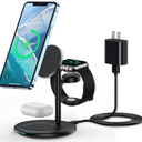 XooFly 3 in 1 Wireless Charging Station for Apple Devices, Fast Wireless MagSafe Charger Stand with 20W Adapter for iPhone 17/16 15 14 13 12 Pro Max/Pro/Plus/Air/Mini, iWatch, AirPods (Black)