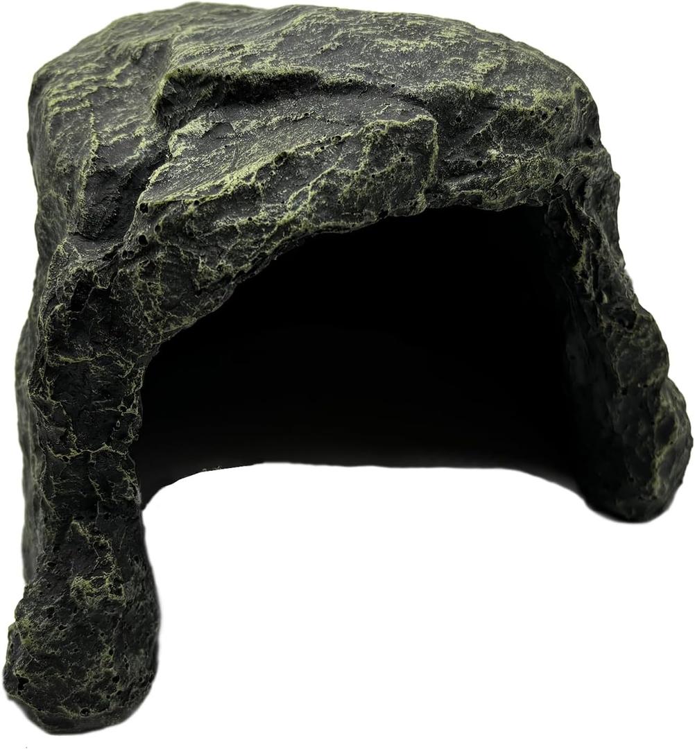 Reptile Rock Hide Cave, Aquarium Habitat Decor Rock Lizard Hideaway Tortoise Hideout for Snakes, Turtles, Amphibians, Fish