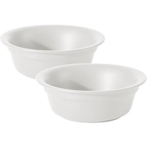 Ceramic 7.1inch Set of 2 Dog Bowls for Medium Dogs, 2pcs Basic 2.5 Cup Food or 24 oz Water Dishes for Replacement, Wide Opening Rounded Edge(2 Bowls, Matt White)