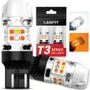 LASFIT T3 7443 Switchback LED Bulb 7444 LED Front Turn Signal Light Parking Light 7444NA Built in Resistor 100% Error Free White Amber(2pcs)