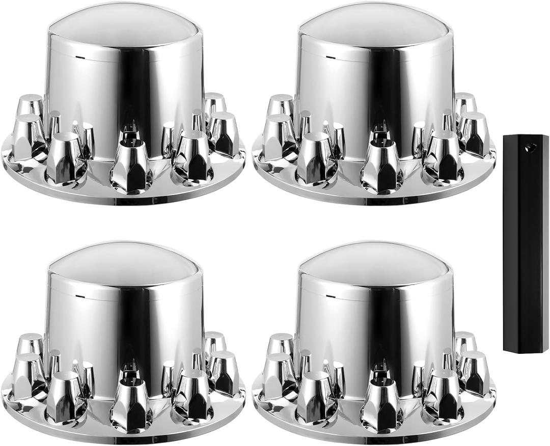 VEVOR Rear Axle Wheel Covers, Dome Axle Cover for Semi Truck, ABS Electroplate Rust-Resistant Lug Nut Covers, Universal Fit, Installation Tool Included, Complete Axle Cover Combo Kit