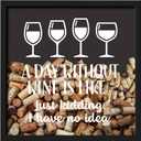 Chris's Stuff Cork Holder | Shadow Box Frame 11"x11" Cork Storage Display Organizer | Wall Mounted, Tabletop & Countertop Hanging Cork Holders Decor Shadowbox ( Black, A Day Without  )