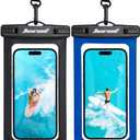 Hiearcool Waterproof Phone Pouch,Universal Waterproof Phone Case Dry Bag Travel Essentials for iPhone, Beach Accessories for Vacation Must Haves - Black&Navy-2 Pack